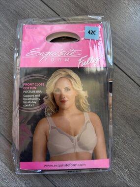Exquisite Form Front-Close Cotton Posture Bra — Beige